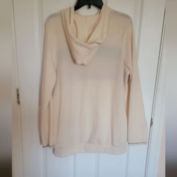 Lovely Melody Cream Sweater Hoodie with Multicolor Stripes size Large - Picture 2 of 4